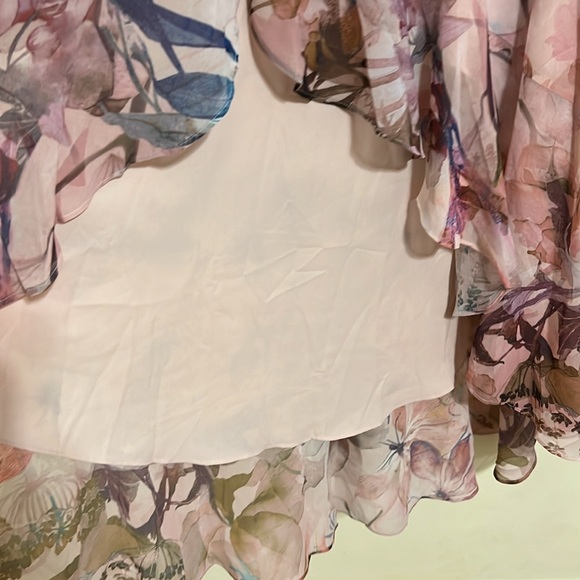 NEW $190 WHBM Floral Pink Maxi Dress vneck wrap dress size 12 - Picture 8 of 9